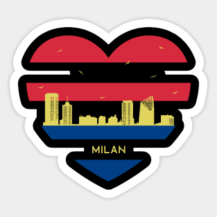 Italy City Skyline cityscape Heart Shape Birds Flying Milan Sticker